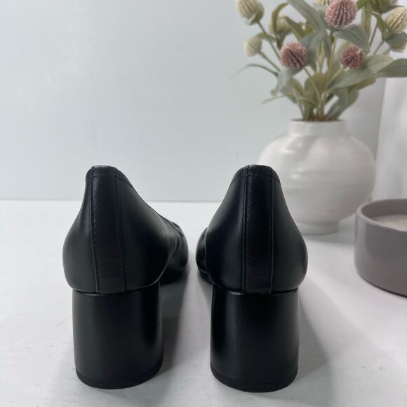 Vionic Carmel Leather Slip On Chunky Heel Pump Black Women's 7M Light Wear - Picture 4 of 10